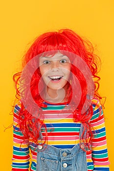 Messy hairstyle. Kid cheerful smiling happy redhead girl. I am ginger and proud of it. Redhead stereotypes. Redheads are