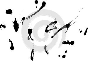 Messy ink blot, black drops on white background. Vector illustration. Big splashes