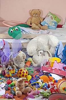 Messy kids room with toys