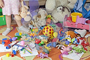 Messy kids room with toys photo