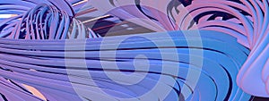 Messy lines Modern artistic sensibility of contemporary delicate Bezier curves Blue and purple Abstract, elegant and modern 3D photo