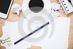 Messy office desktop