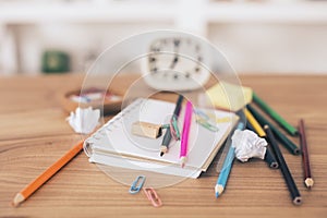 Messy office desktop