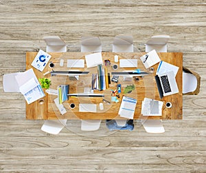 Messy Office Table with No People