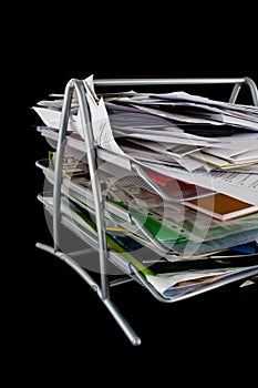 Messy paper tray with papers