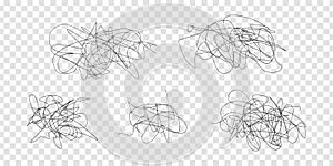 Messy pen scratch abstract scribble set