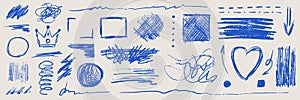 Messy pen scribble set, vector scratch elements