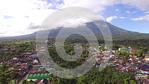 Messy town settlement houses and establishments built at the foot of Mt. Banahaw