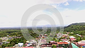 Messy town settlement houses and establishments built at the foot of Mt. Banahaw