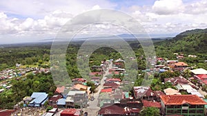 Messy town settlement houses and establishments built at the foot of Mt. Banahaw