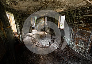 Messy train interior