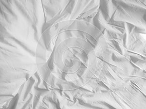 Messy white bed sheets