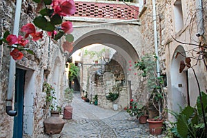 Mesta Village street view in Chios Island.