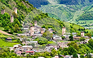 Mestia town in Upper Svaneti, Georgia