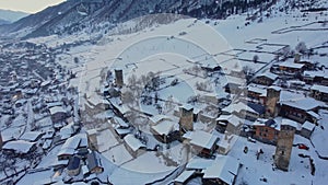 Mestia town in winter time