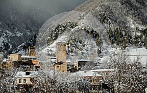 Mestia village old town in Georgia country