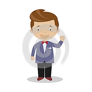 Mestizo bridegroom wearing a suit in cartoon style Vector Illustration