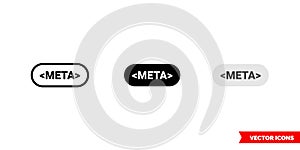 Meta icon of 3 types color, black and white, outline. Isolated vector sign symbol.