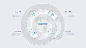 Metaball with four circles in the shape of a square. Cycle infographic template with 4 options