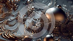 Metal abstract structure from waves, particles fluids and spheres