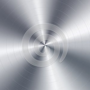 Metal abstract technology background. Aluminum with with realistic circular brushed texturetexture, chrome, silver, steel
