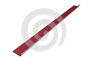 metal accessory for the roof, red metal angle isolated on white background, angle bar for roof