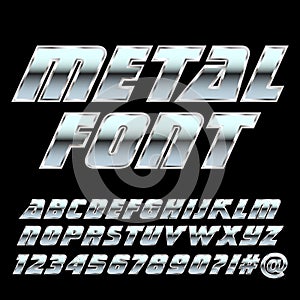 Metal alphabet and symbols . Font for design.