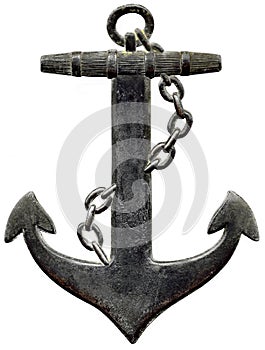 Metal anchor isolated against a white background