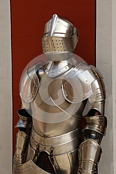 Metal armor of a medieval knight and warrior