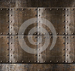 Metal armour background with rivets