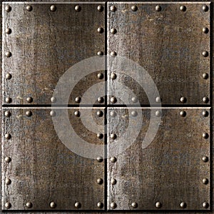 Metal armour background with rivets