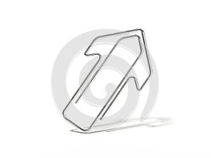 Metal arrow-shaped clip isolated. 3d rendering