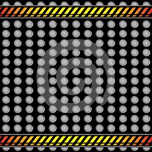 Metal background with caution line