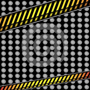 Metal background with caution line