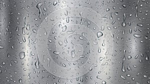 Metal background with drops and streaks of water