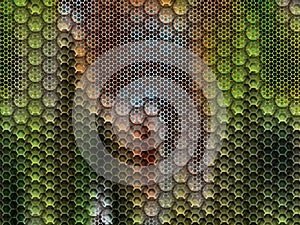 Metal background with hexagons
