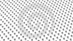 Metal balls on a white background convergent perspective. photo