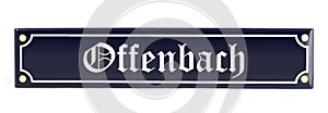 Metal banner with city name Offenbach Germany photo