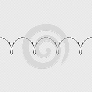 Metal barbed wire horizontal seamless border template and elements object. EPS 10