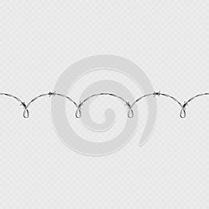 Metal barbed wire horizontal seamless border template and elements object. EPS 10