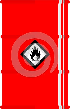 Metal Barrel with Flammable Substance Icon. Vector Illustration.