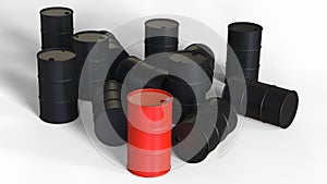 Metal barrels. 3d render of barrels on a white background.