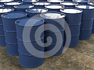 Metal barrels in storage