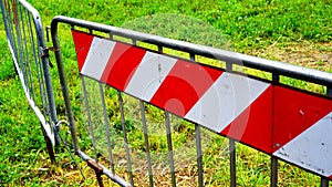 metal barriers with red decorations for greater evidence, used to mark off interrupted roads