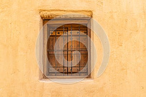 Metal bars on a wooden shuttered window in the At-Turaif UNESCO World Heritage Site