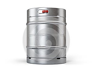 Metal beer keg isolated on white background with clipping path included. 3D render.