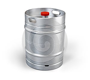 Metal beer keg isolated on white background with clipping path included. 3D render.