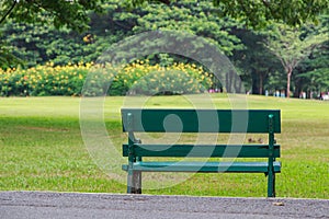 Metal bench in Park, Bangkok, Thailand