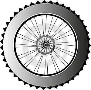 Metal bike wheel with tire and spokes. vector