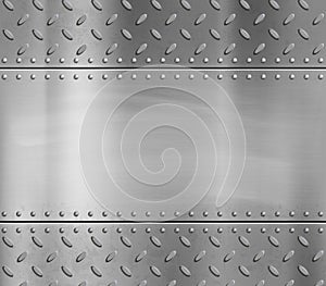 Metal blank polished plate with rivets and pattern